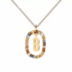 Gemstone Initial Pendant Necklace - Image 6