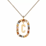 Gemstone Initial Pendant Necklace - Image 3