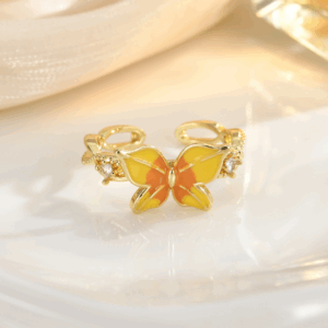Cute Pastel Butterfly Heart Adjustable Ring