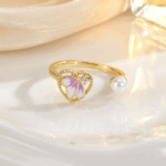 Cute Pastel Butterfly Heart Adjustable Ring