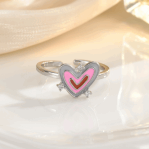 Cute Pastel Butterfly Heart Adjustable Ring