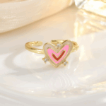 Cute Pastel Butterfly Heart Adjustable Ring