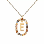 Gemstone Initial Pendant Necklace - Image 5