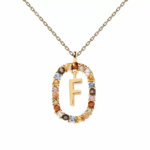 Gemstone Initial Pendant Necklace - Image 7
