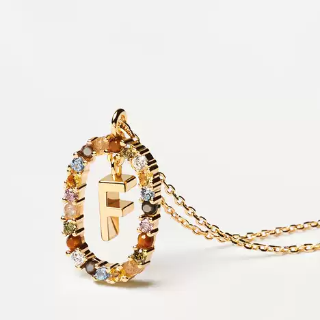 Gemstone Initial Pendant Necklace (2) Gemstone Initial Pendant Necklace