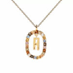 Gemstone Initial Pendant Necklace - Image 9
