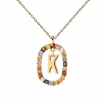 Gemstone Initial Pendant Necklace - Image 12