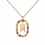 Gemstone Initial Pendant Necklace - Image 14