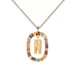 Gemstone Initial Pendant Necklace - Image 15