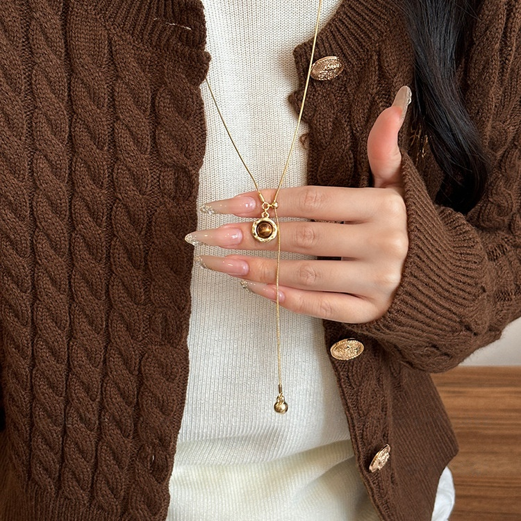 Chic Tiger Eye Long Necklace