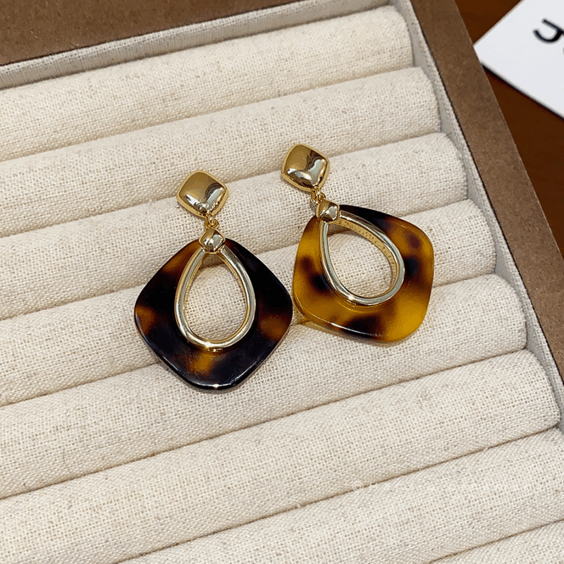 Tortoise Halo Drop Earrings