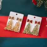 Sparkling Christmas Tree Bow Earrings