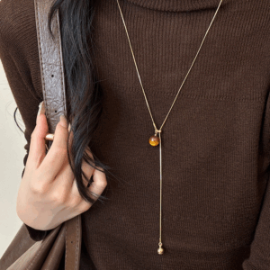 Chic Tiger Eye Long Necklace