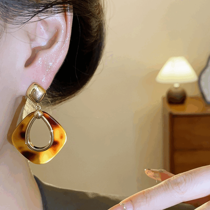 Tortoise Halo Drop Earrings