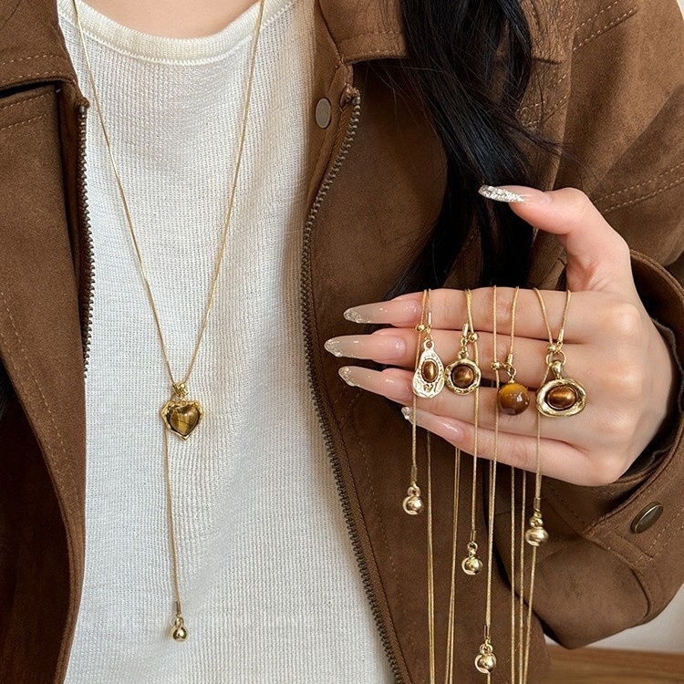 Chic Tiger Eye Long Necklace