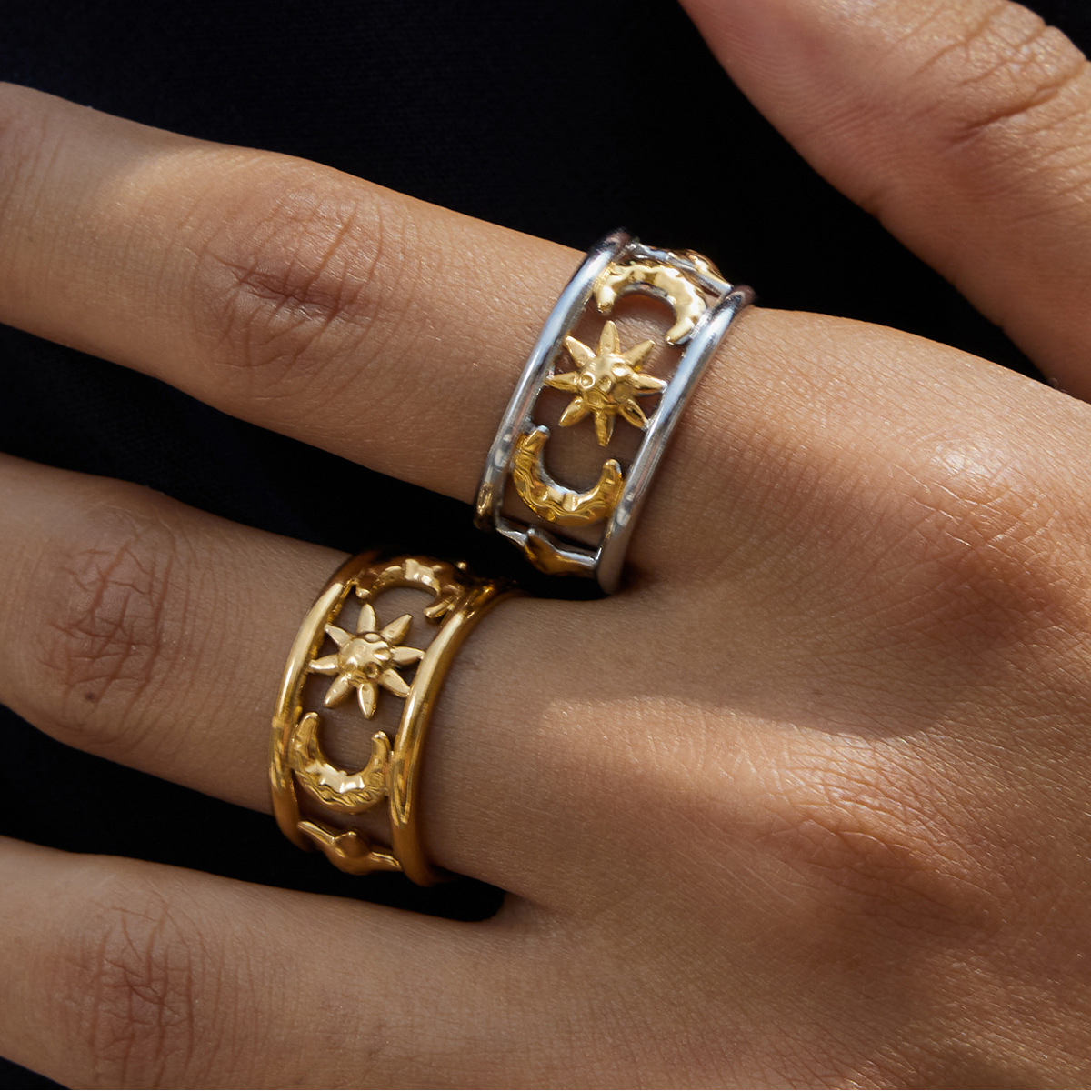 P_002 Star Moon Hollow Open Ring - Image 1