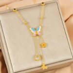 Tassel Butterfly Necklace And Earrings - Image 2