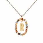 Gemstone Initial Pendant Necklace - Image 19