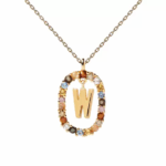 Gemstone Initial Pendant Necklace - Image 24