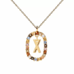 Gemstone Initial Pendant Necklace - Image 25