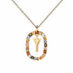 Gemstone Initial Pendant Necklace - Image 26