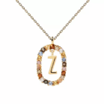 Gemstone Initial Pendant Necklace - Image 27