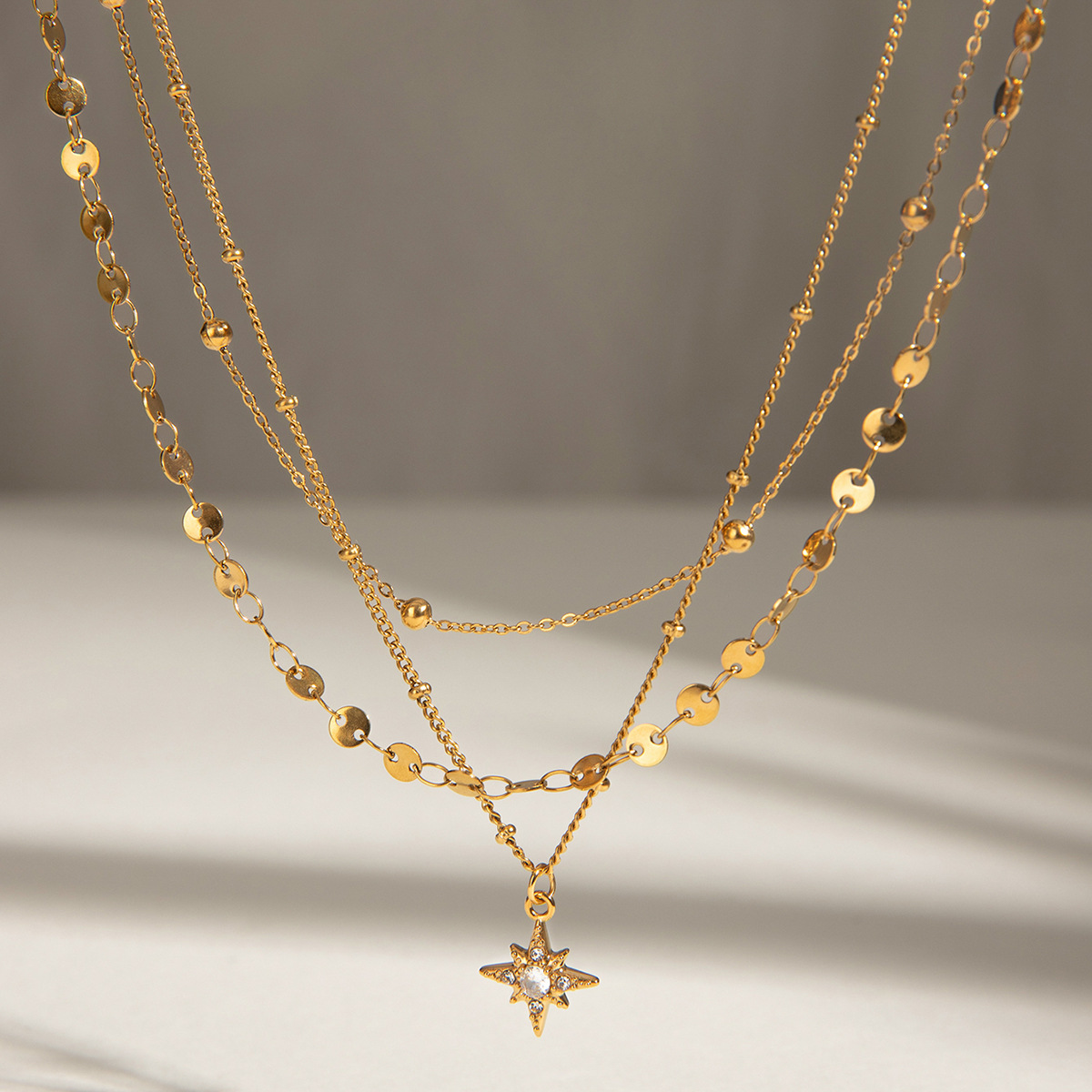 主图01 Sienna Gold Four pointed star pendant Set - Image 1